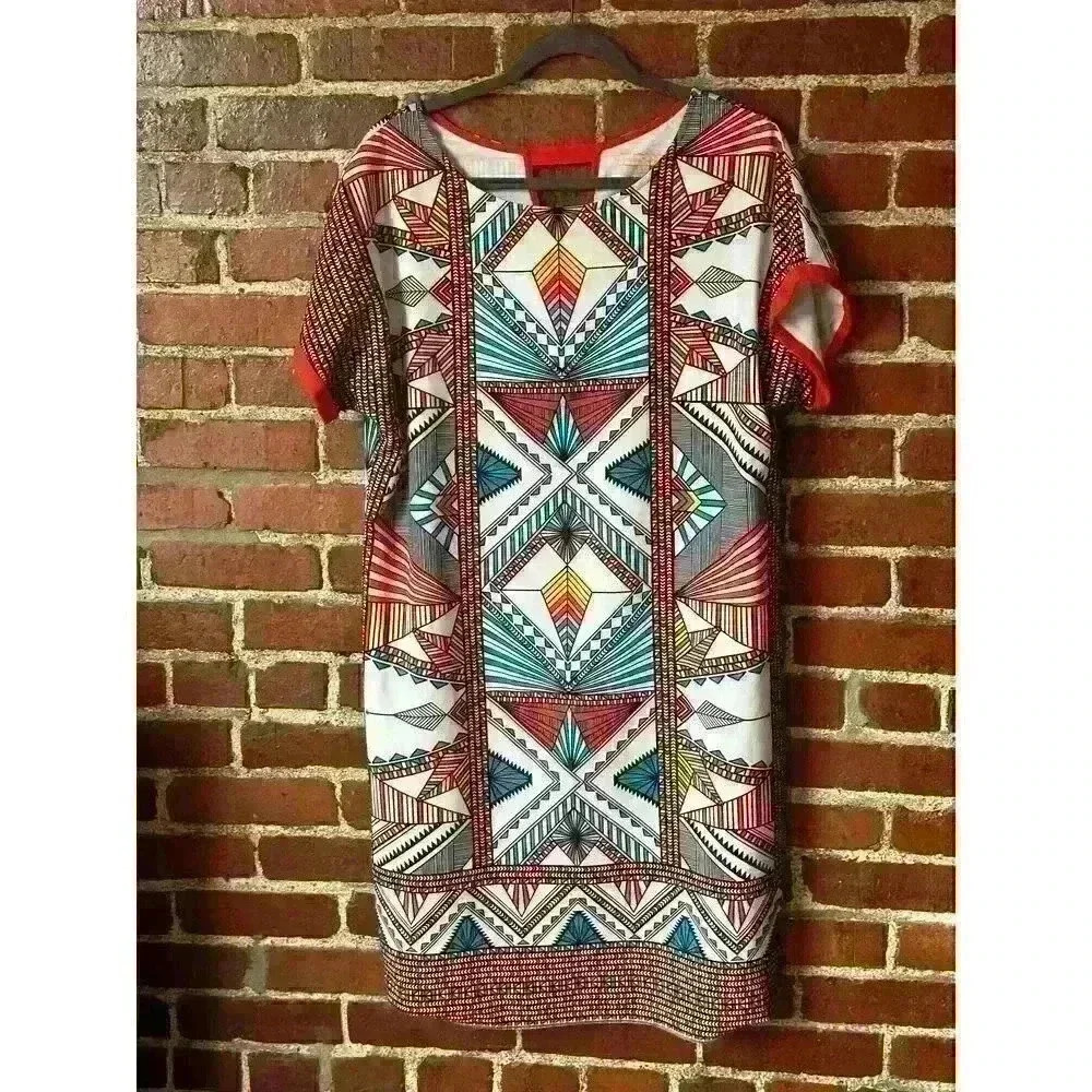 Gibson Latimer White Geometric Dress Women's Size Large